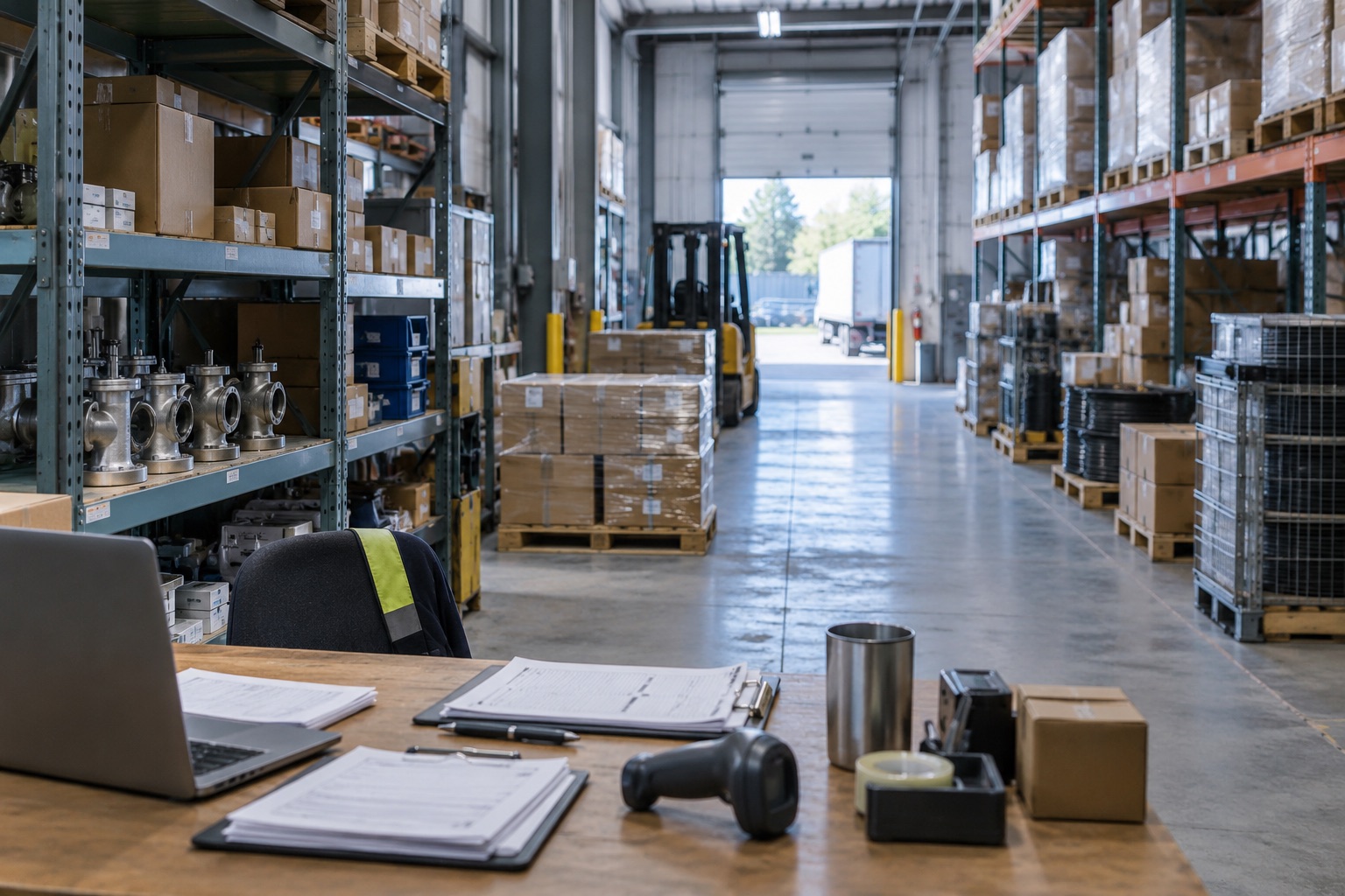 Shipping paperwork and inventory in a distribution warehouse